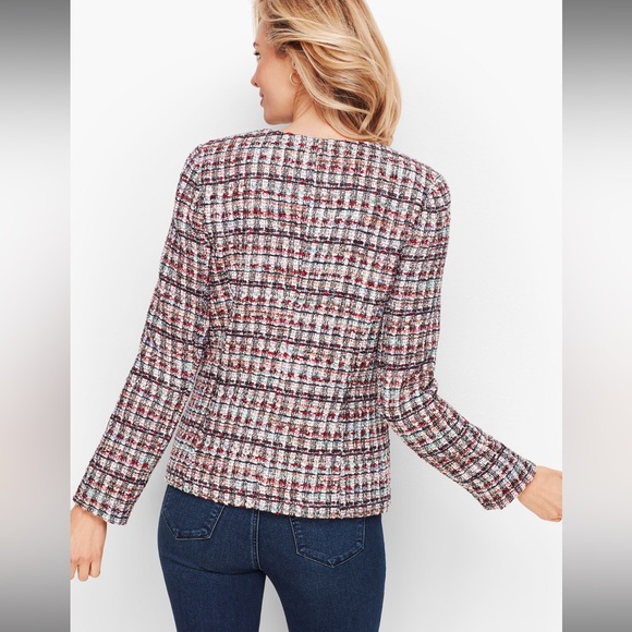 Talbots Adele Tweed lady jacket Blazer Collarless EUC Size 12 - Picture 2 of 12